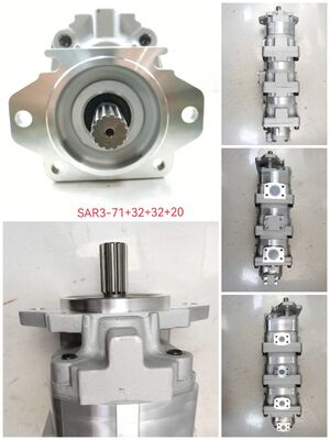 Bomba de engranajes Komatsu de 4 etapas, bomba hidráulica SAR3-71+32+32+20, materiales de hierro fundido y aleación de aluminio, bomba de alta presión, piezas hidráulicas para cargadoras, un año de garantía