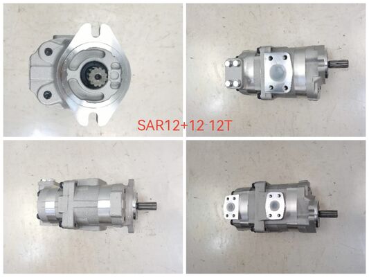 Bomba de engranajes hidráulica Komatsu personalizable, serie SAR1/ SAR3/ SAL1/ SAL3, SAR12+12 1+2 12T L, materiales de hierro fundido y aleación de aluminio, bomba para maquinaria de construcción